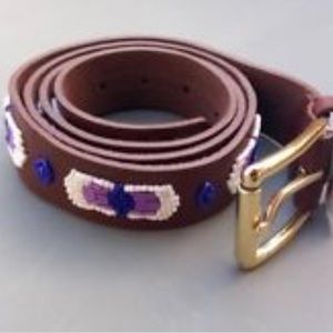 J.Crew Beaded Leather Belt with Gold Hardware